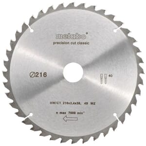 Metabo Sagblad 216x30 Z40 WZ 5° sagblad
