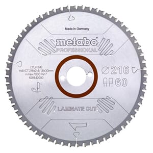 Metabo Sagblad  216X30 Z60 FZ/TZ 0°